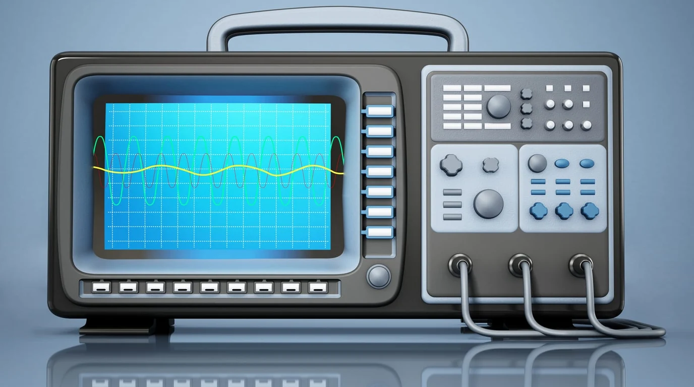 Electrical engineer using digital RF spectrum analyzer and calibrated EMF meters in home testing laboratory